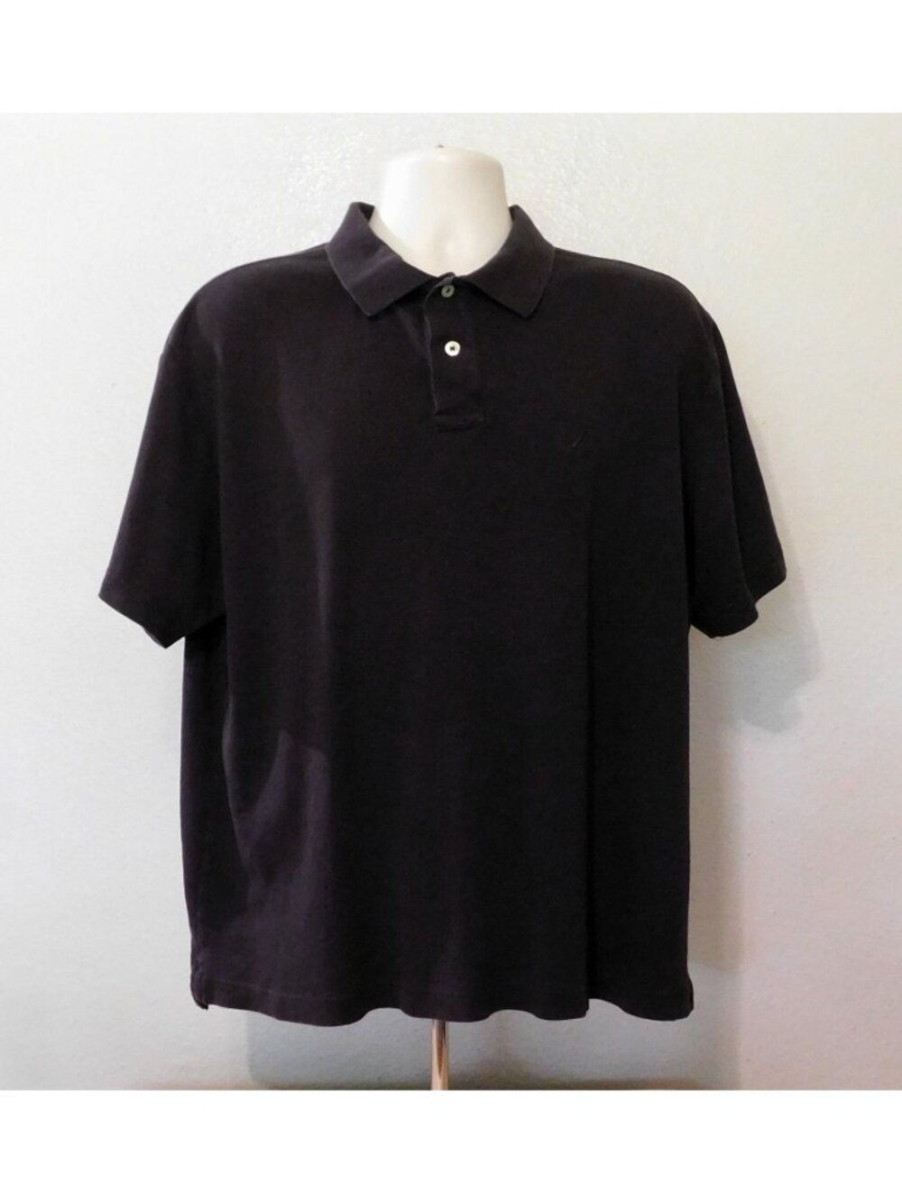 Nautica Polo Shirt Mens XL Dark Brown Embroidered Logo Short Sleeve 100% Cotton